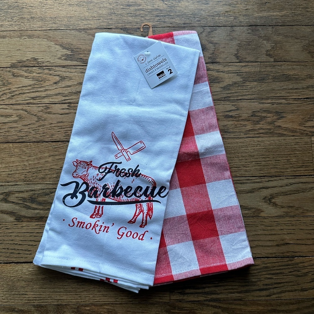 Now Designs BBQ Printed Cotton Tea Towels Set of 2 18x28″